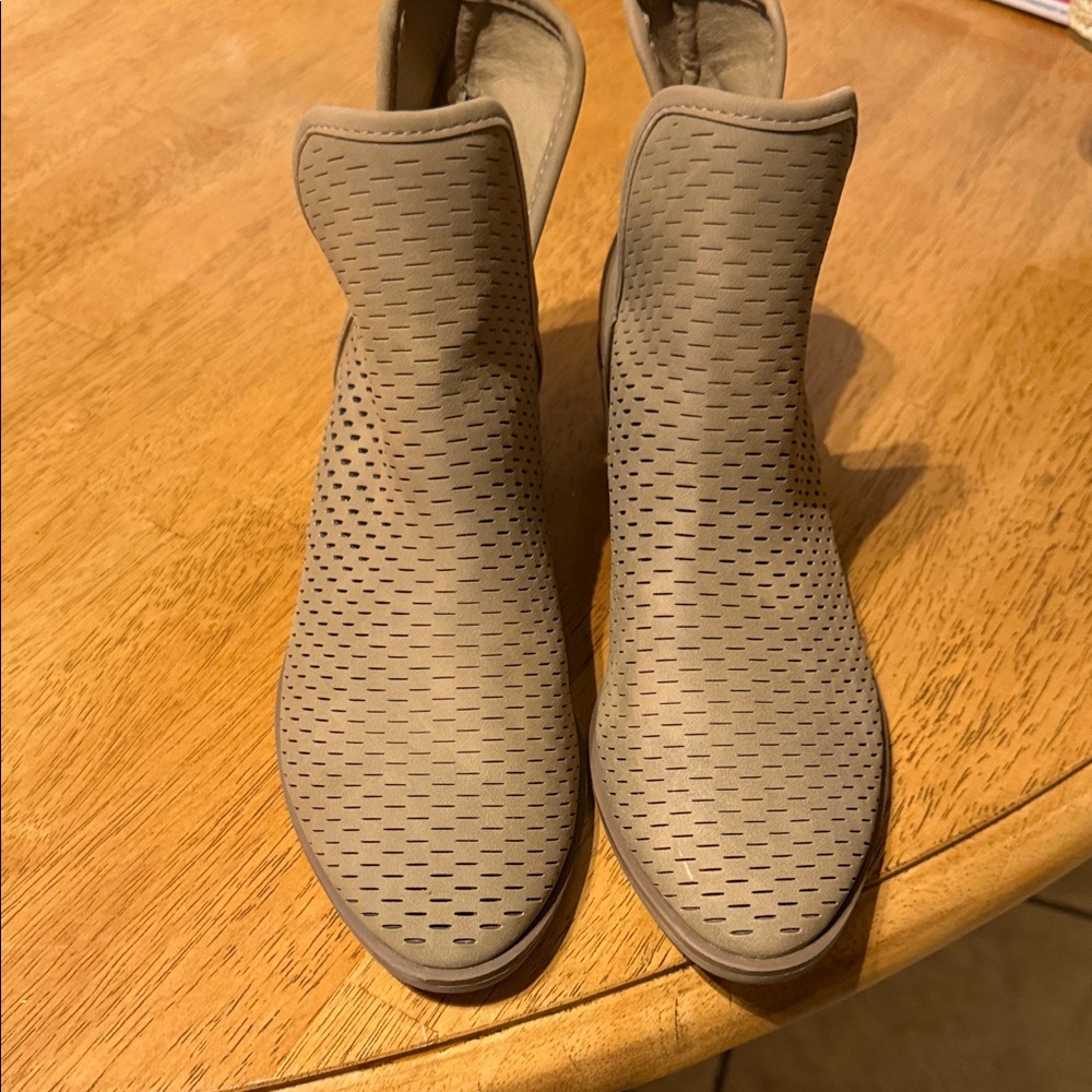 Chic Tan Perforated Ankle Booties